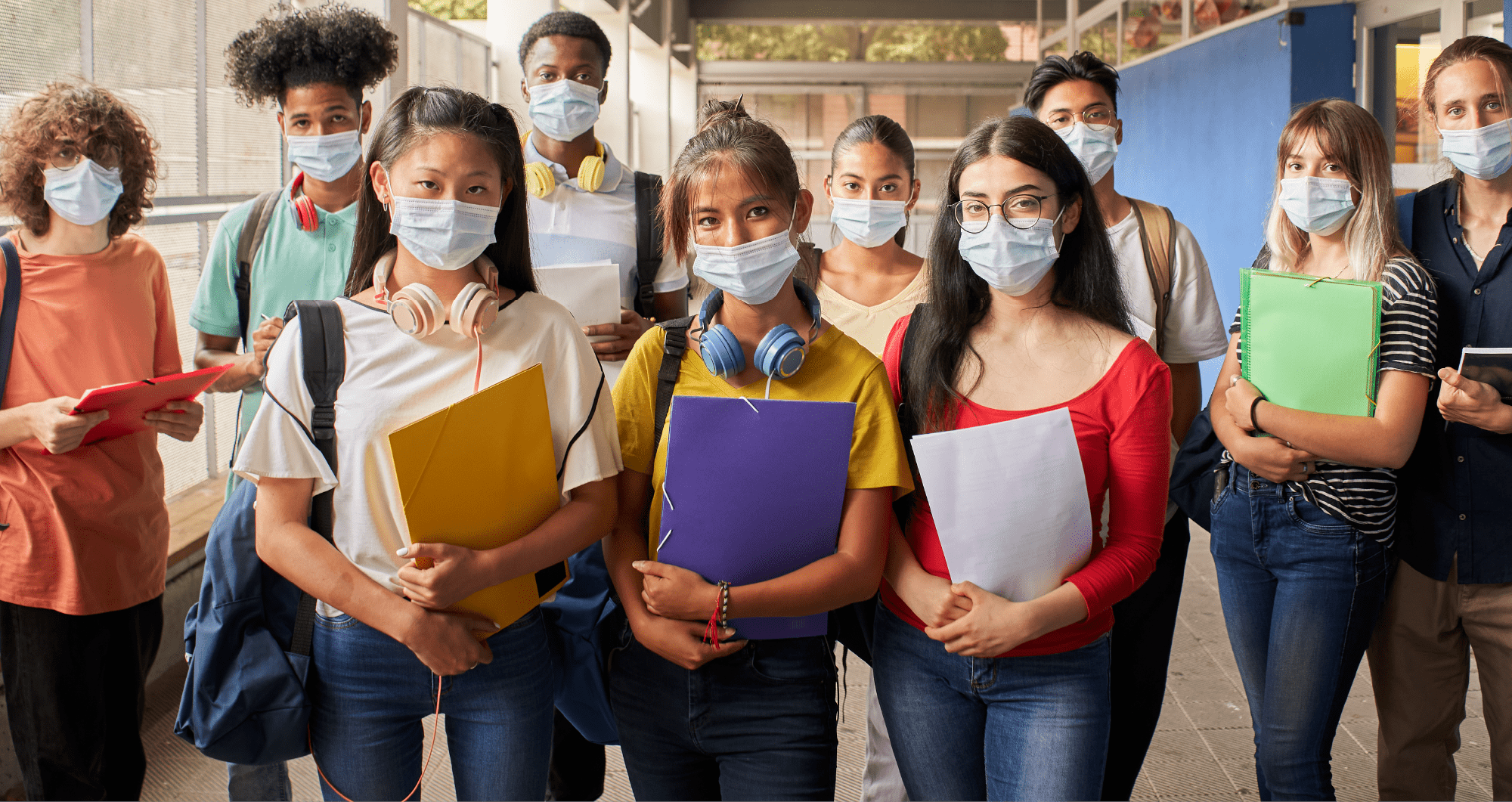 RAP background image: Students standing in a hallway